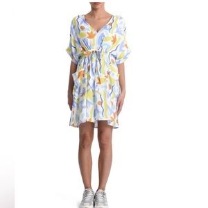 Lili Sidonio -colorful abstract dress in white brac- pockets SZ Medium